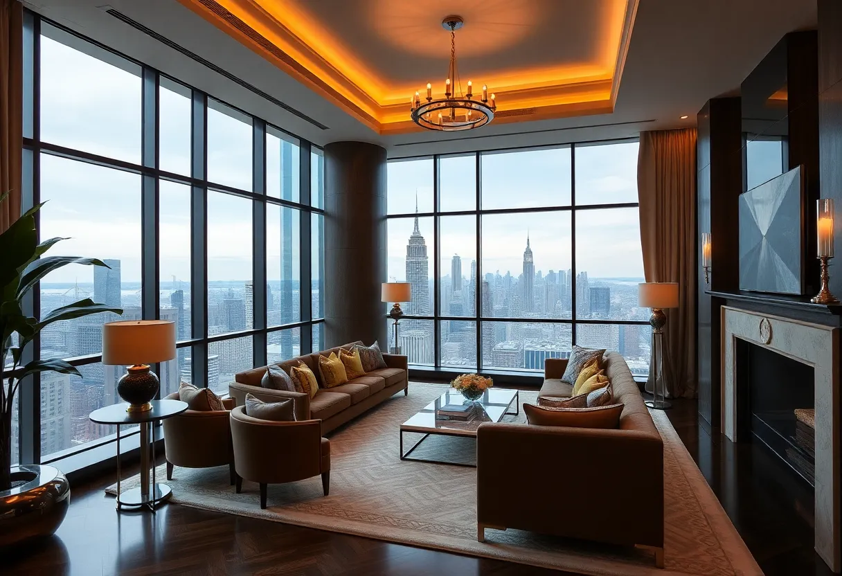Interior view of a luxurious penthouse in Manhattan