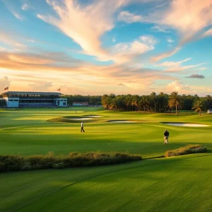 Golfers playing at the Miami Championship at Trump National Doral