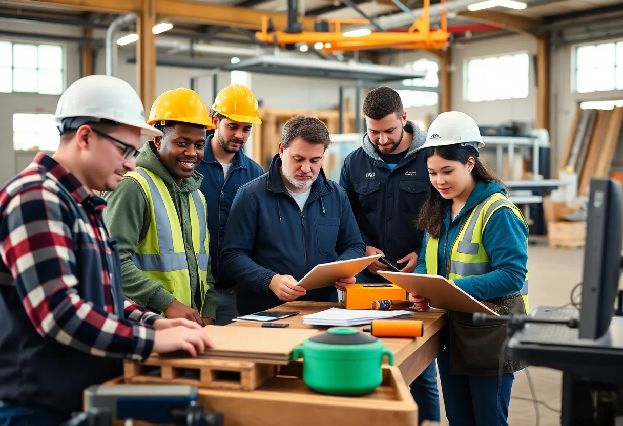 Apprentices in a training program showcasing hands-on learning in various industries.