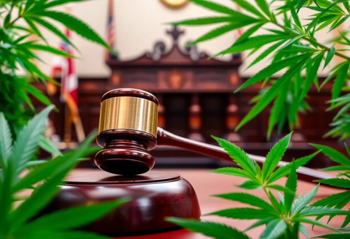 Courtroom representing the lawsuit by New York cannabis dispensaries
