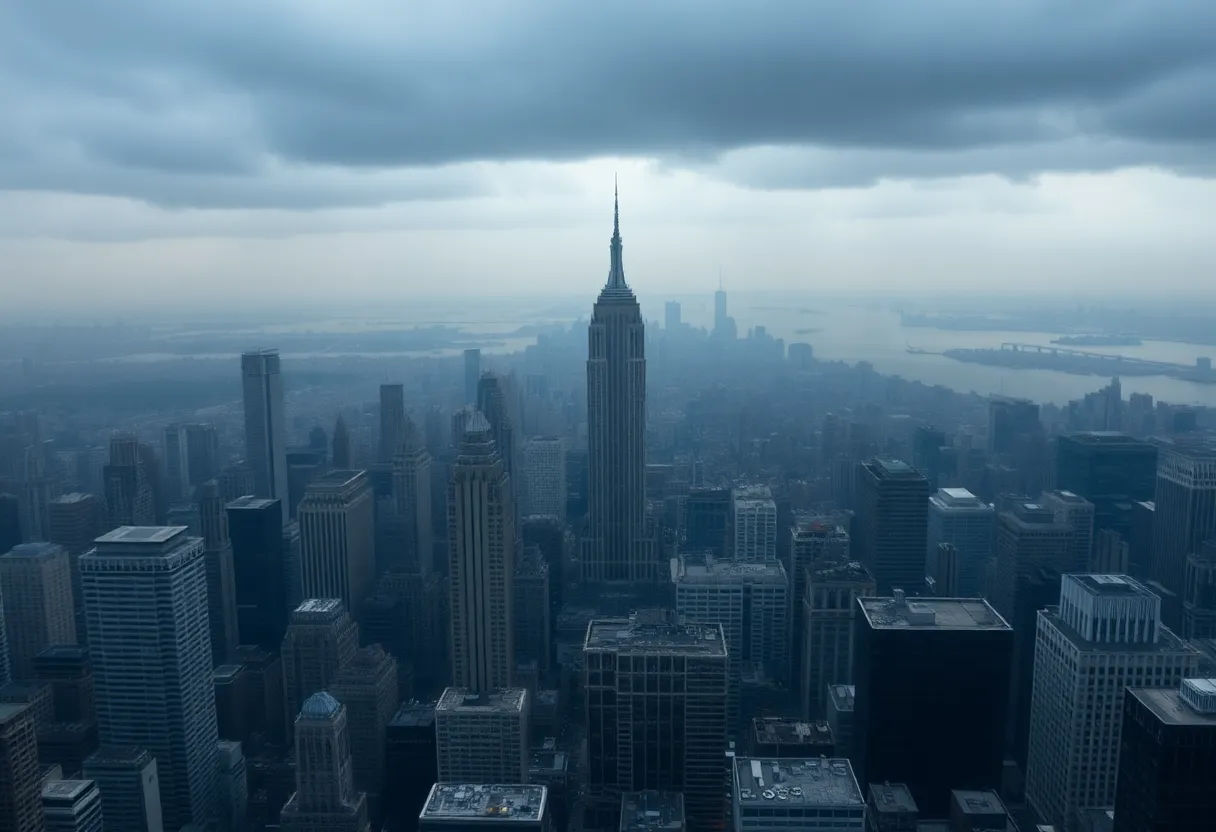 Aerial view of New York City skyline representing economic challenges