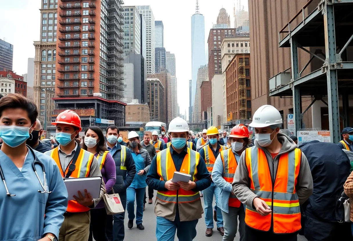 Diverse workers in New York City representing various industries.