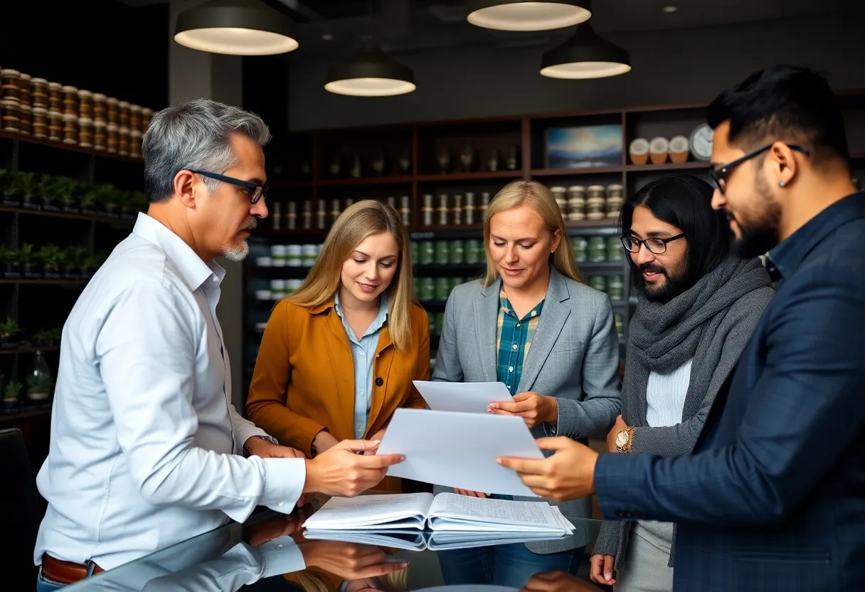 Dispensary owners discussing legal issues