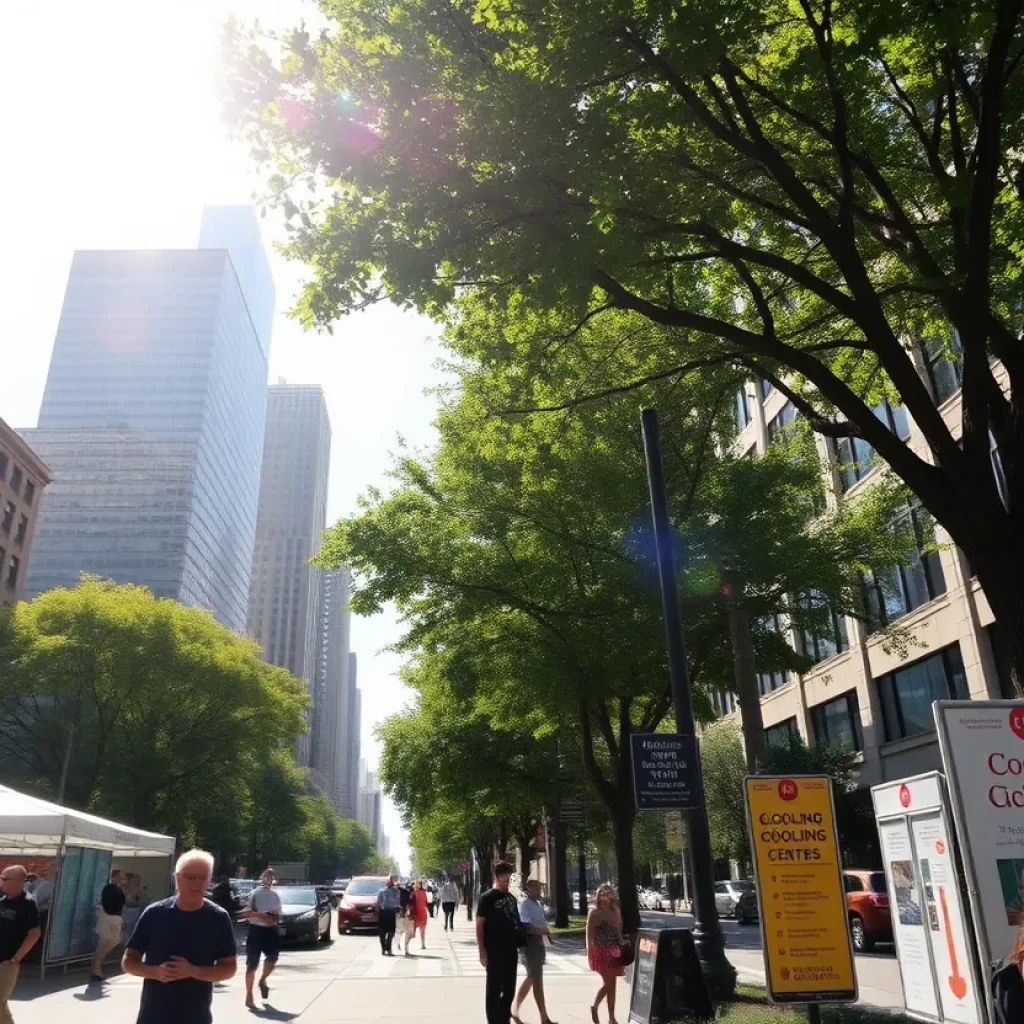New York City during a heat wave with people seeking shade.