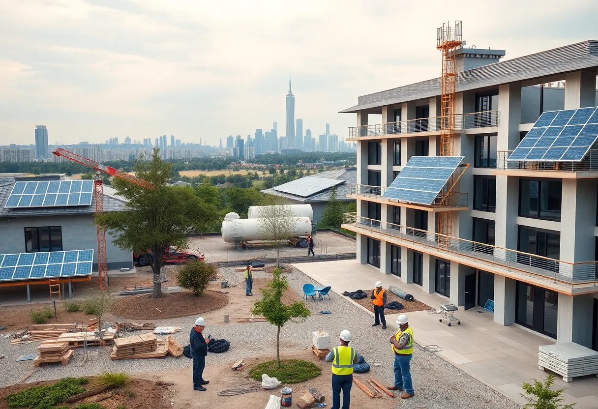 Construction site of all-electric buildings in New York