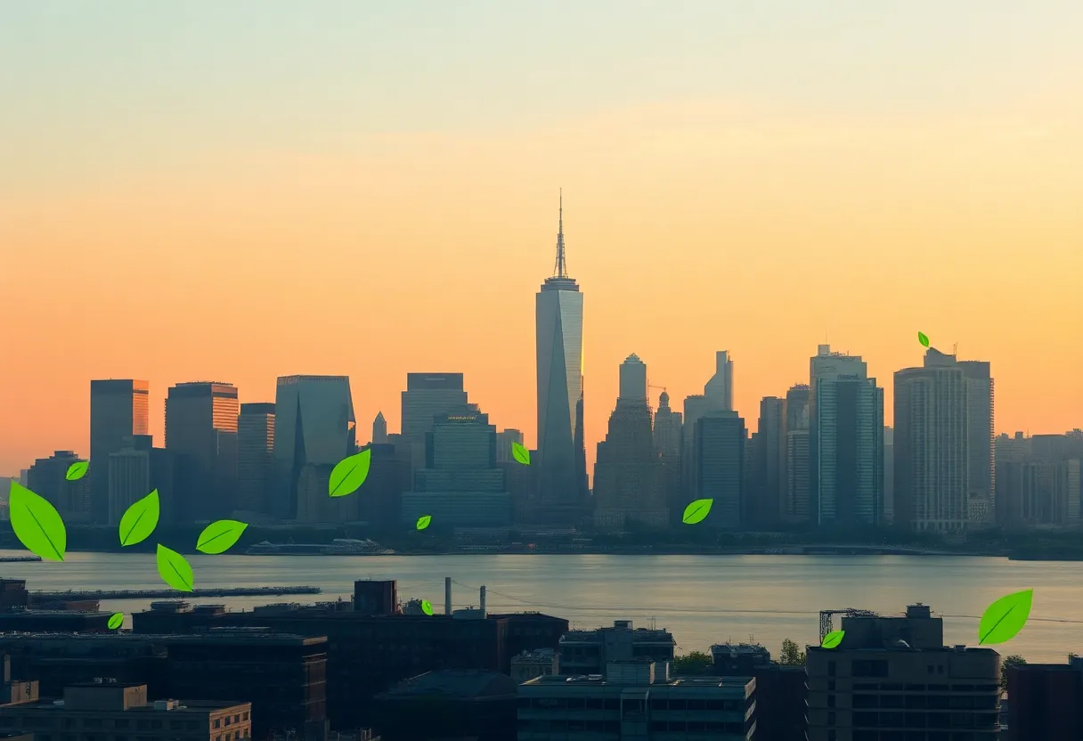 New York City skyline with a focus on sustainability.