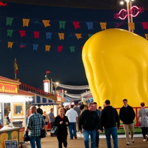 Visitors enjoying various attractions at the New York State Fair