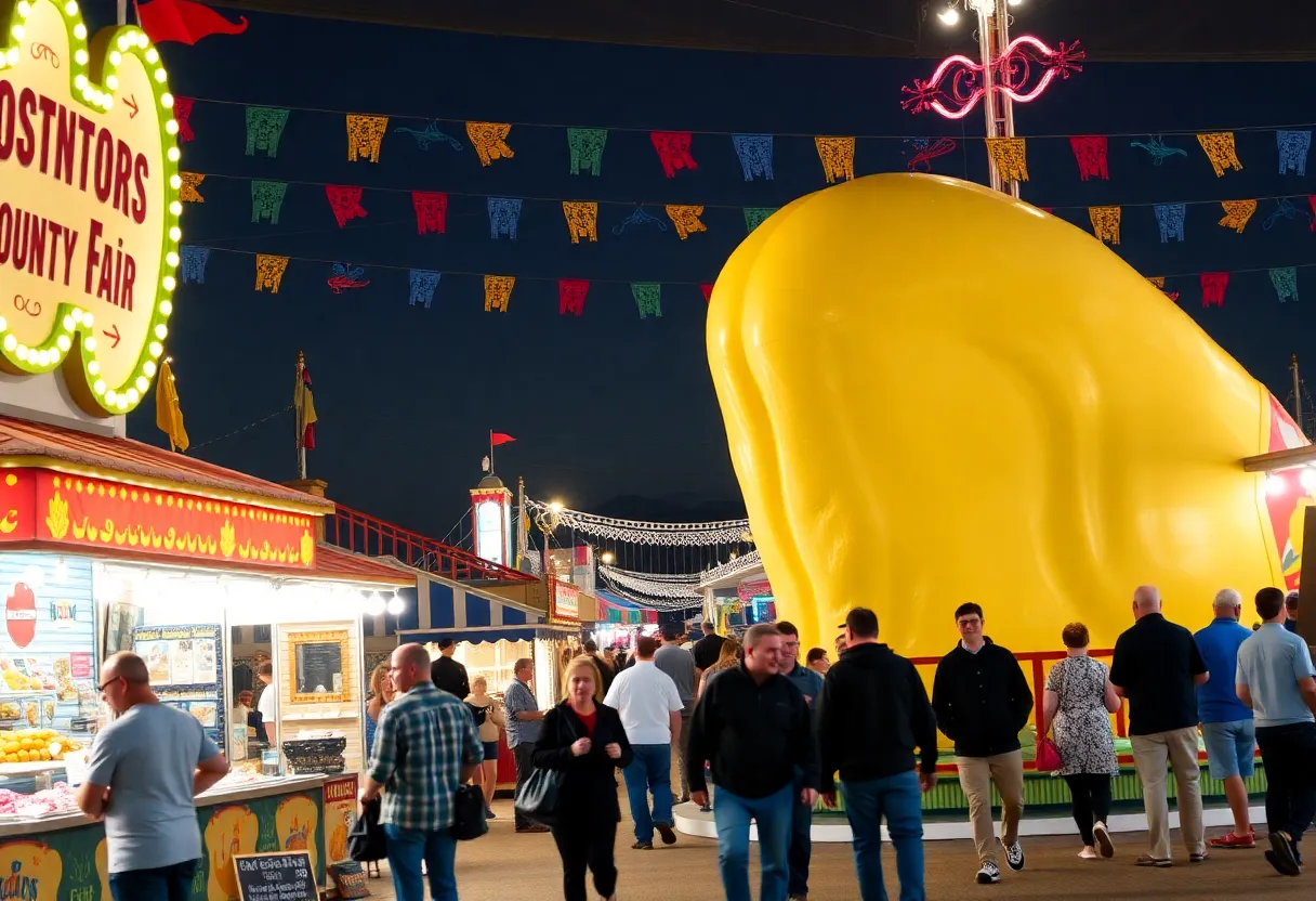 Visitors enjoying various attractions at the New York State Fair