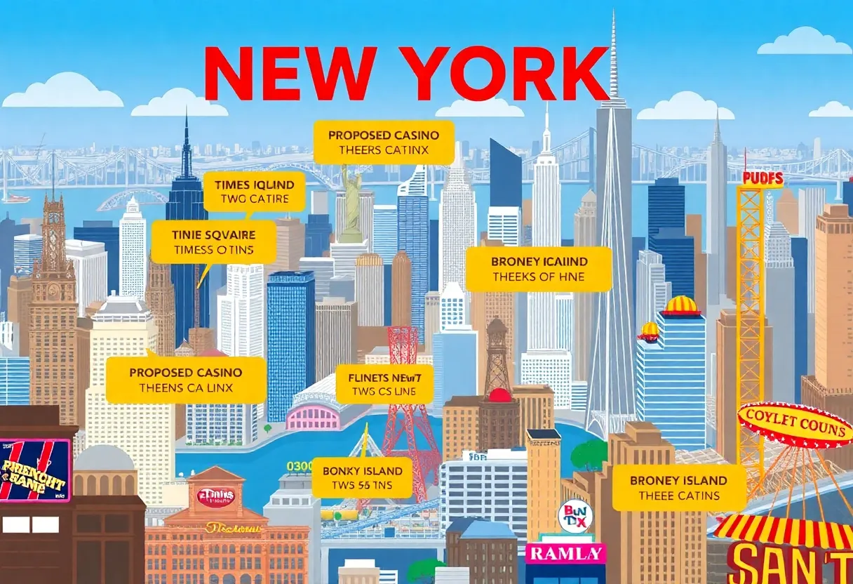 Illustration of proposed casino locations in New York City
