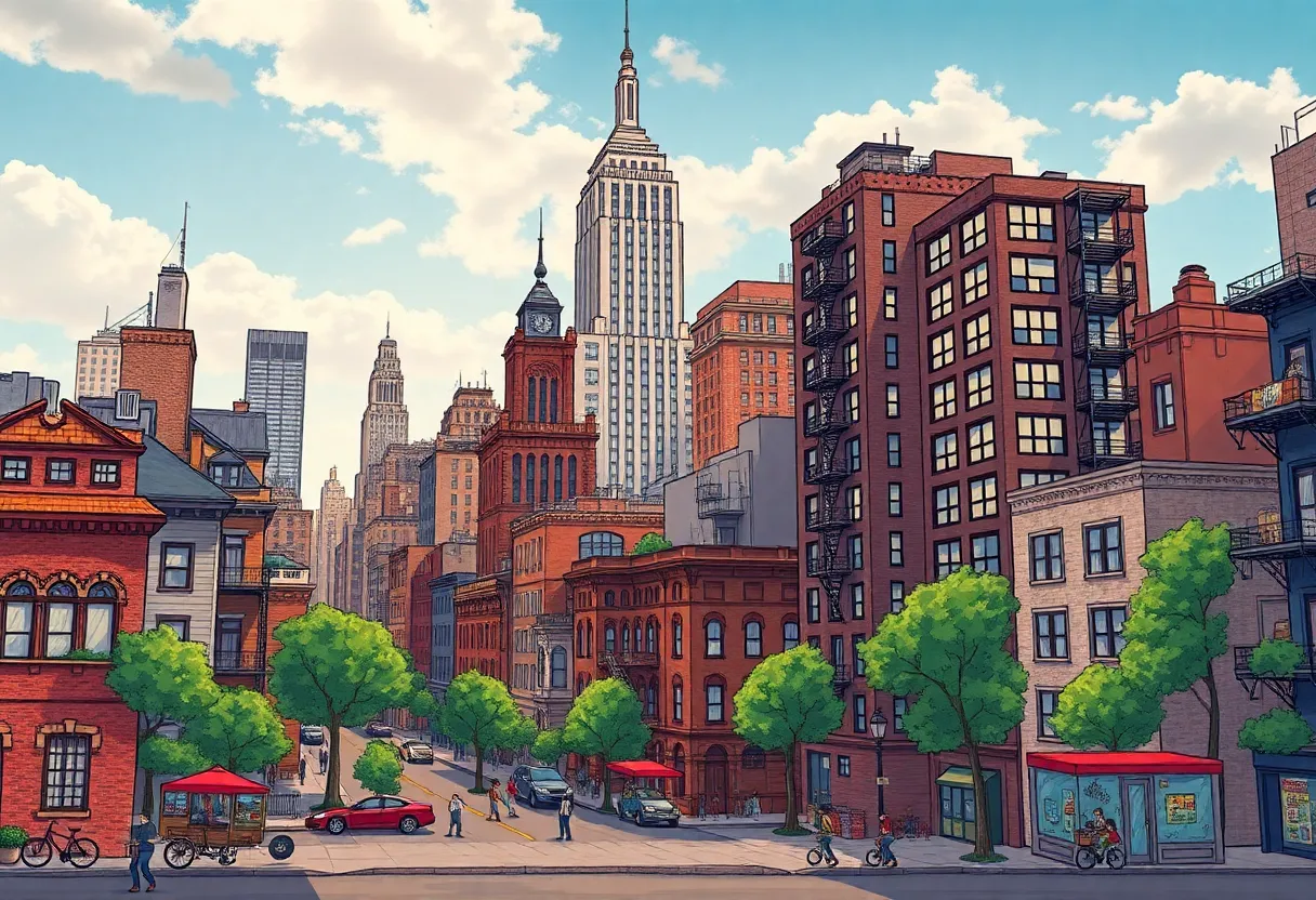 A depiction of New York City representing the mayoral election's political tensions.