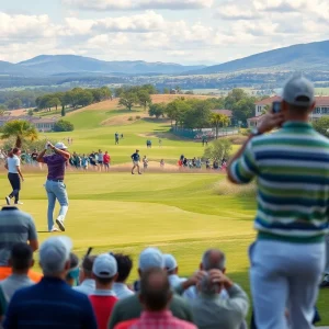 Golf tournament players in action at PGA Tour events
