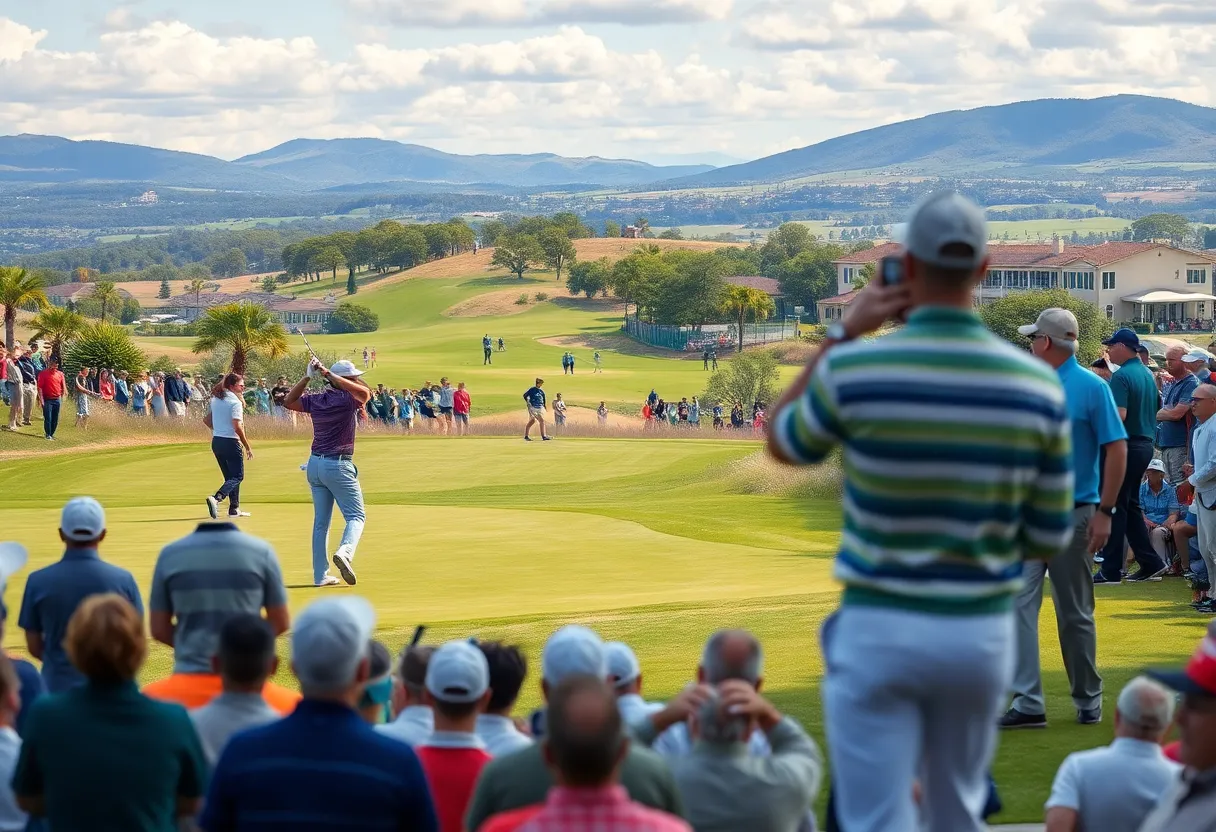 Golf tournament players in action at PGA Tour events