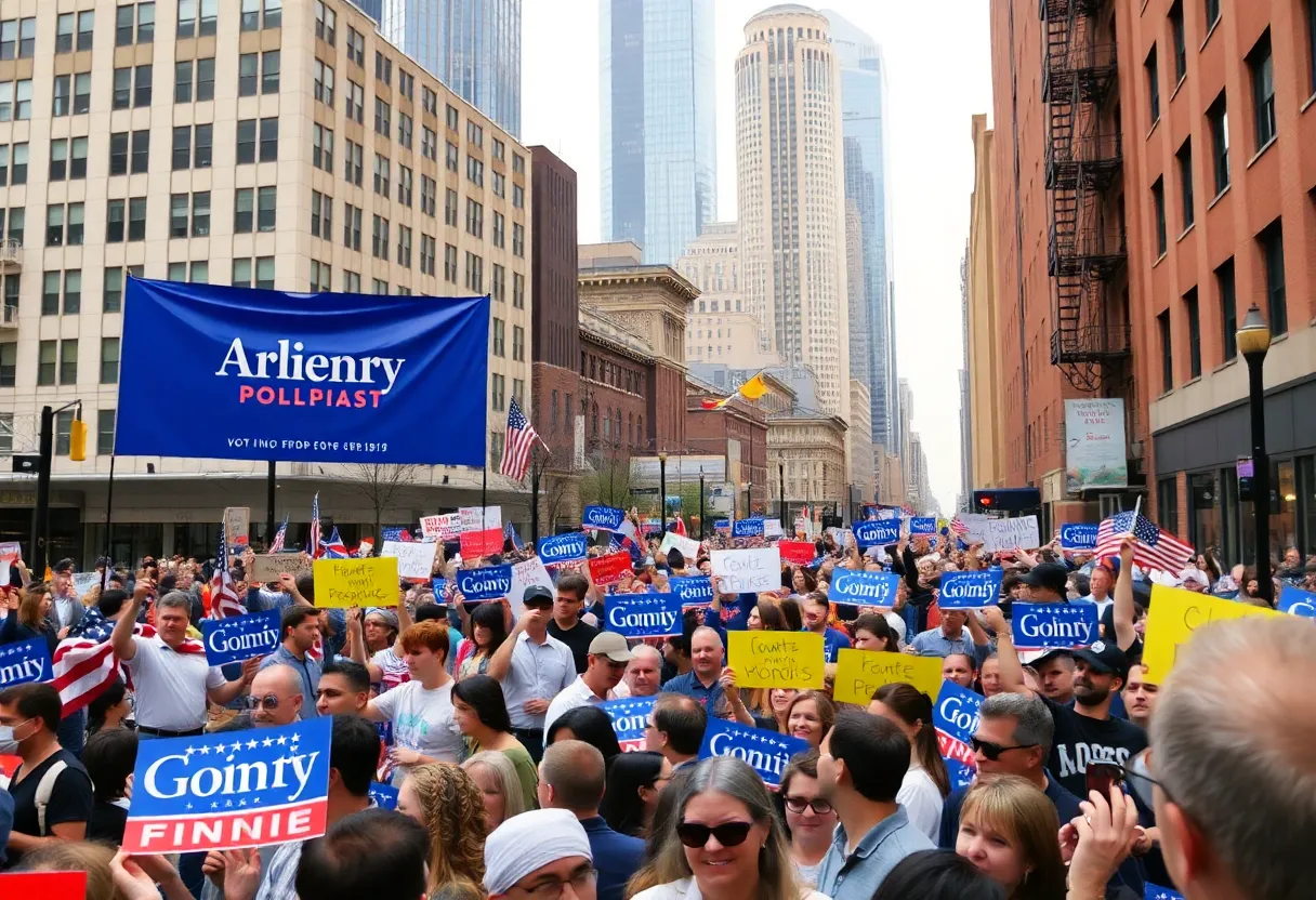 Engaged voters at a political campaign in New York City