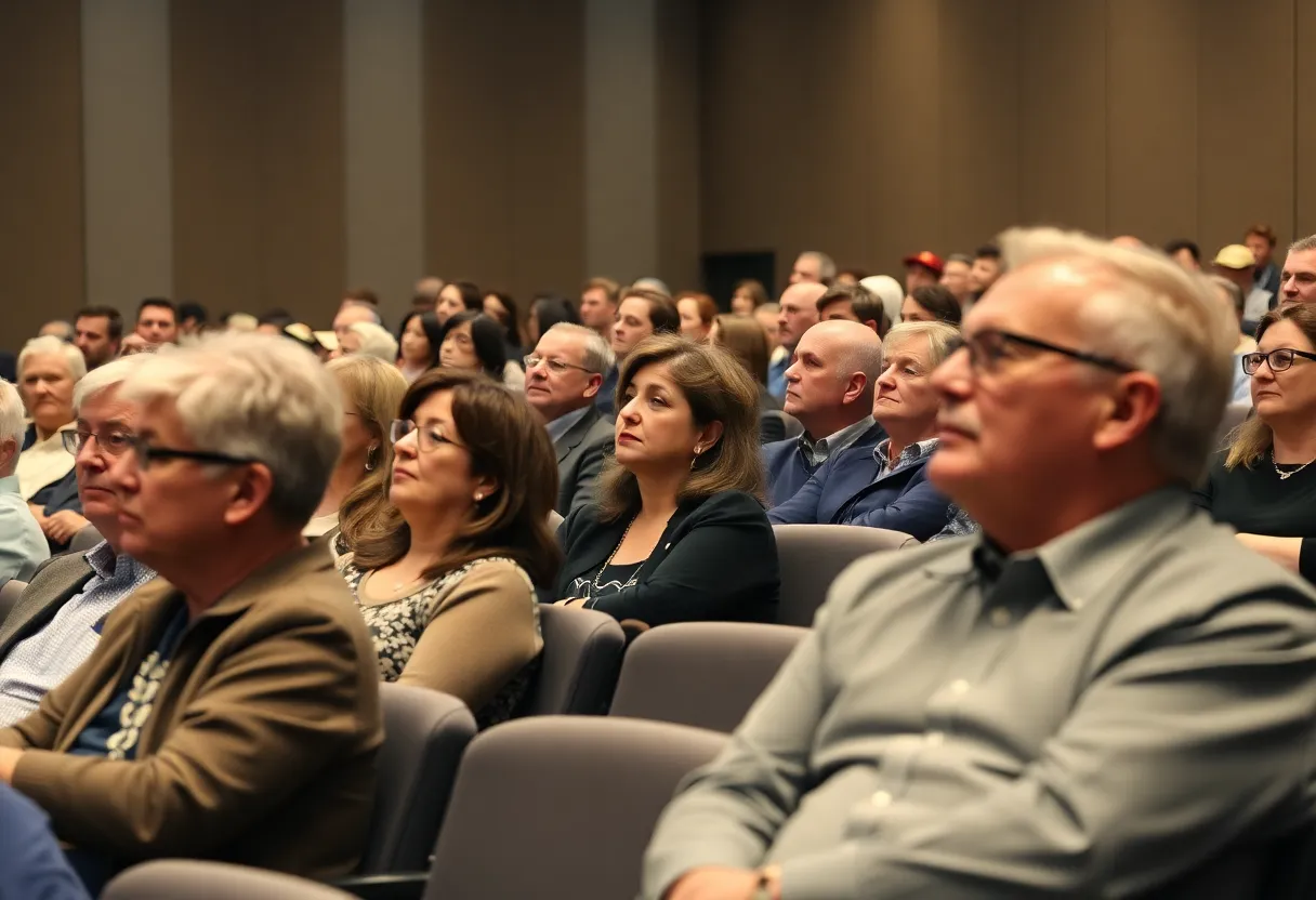 Community members attending a public hearing on Caesars Palace casino proposal