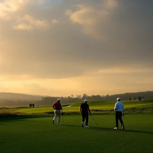 Golf players preparing for the Ryder Cup at Bethpage Black