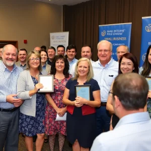 Attendees at the Small Business Awards ceremony celebrating local entrepreneurs in Camillus, NY.