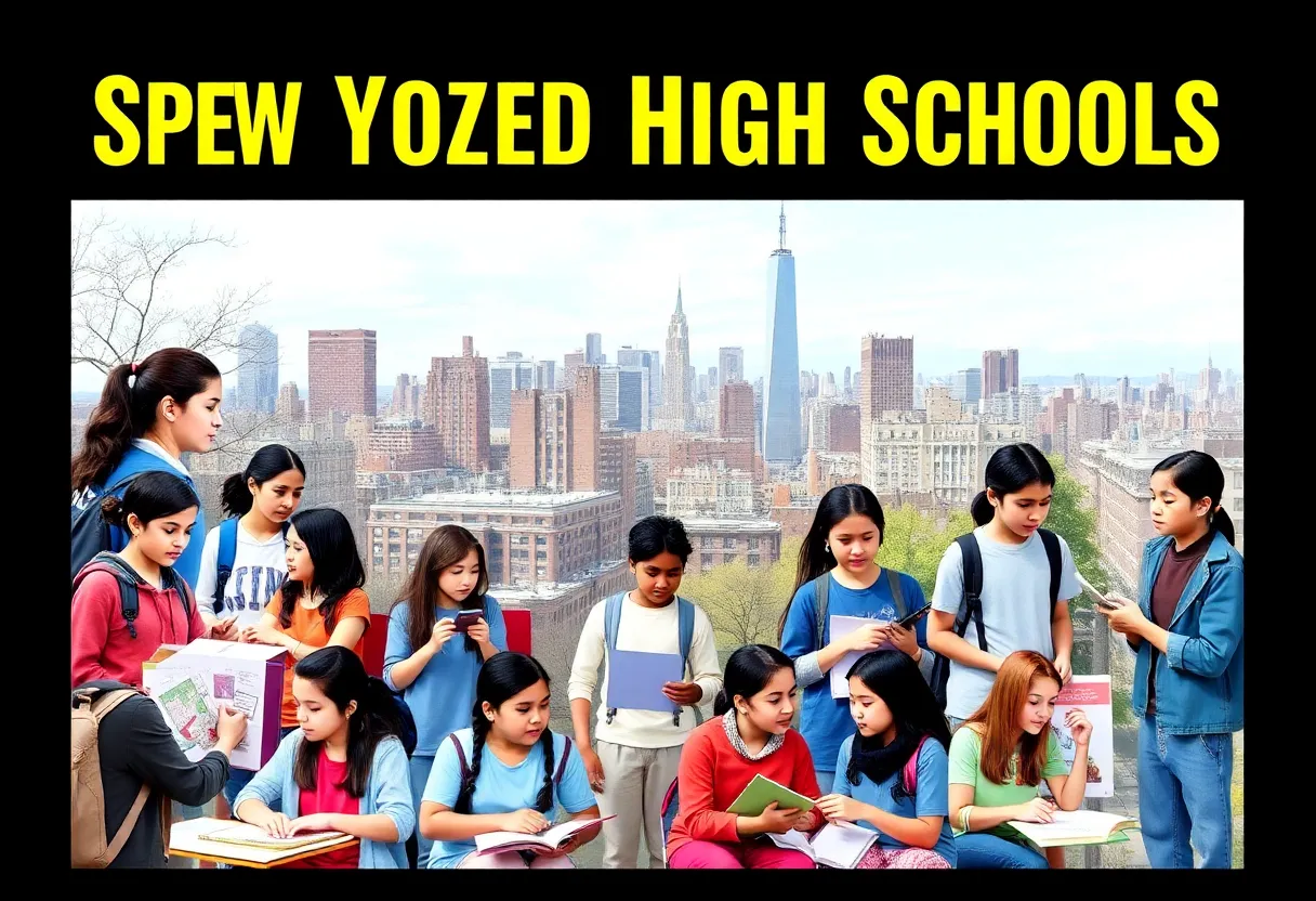 Students at Specialized High Schools in New York participating in academic and artistic activities.