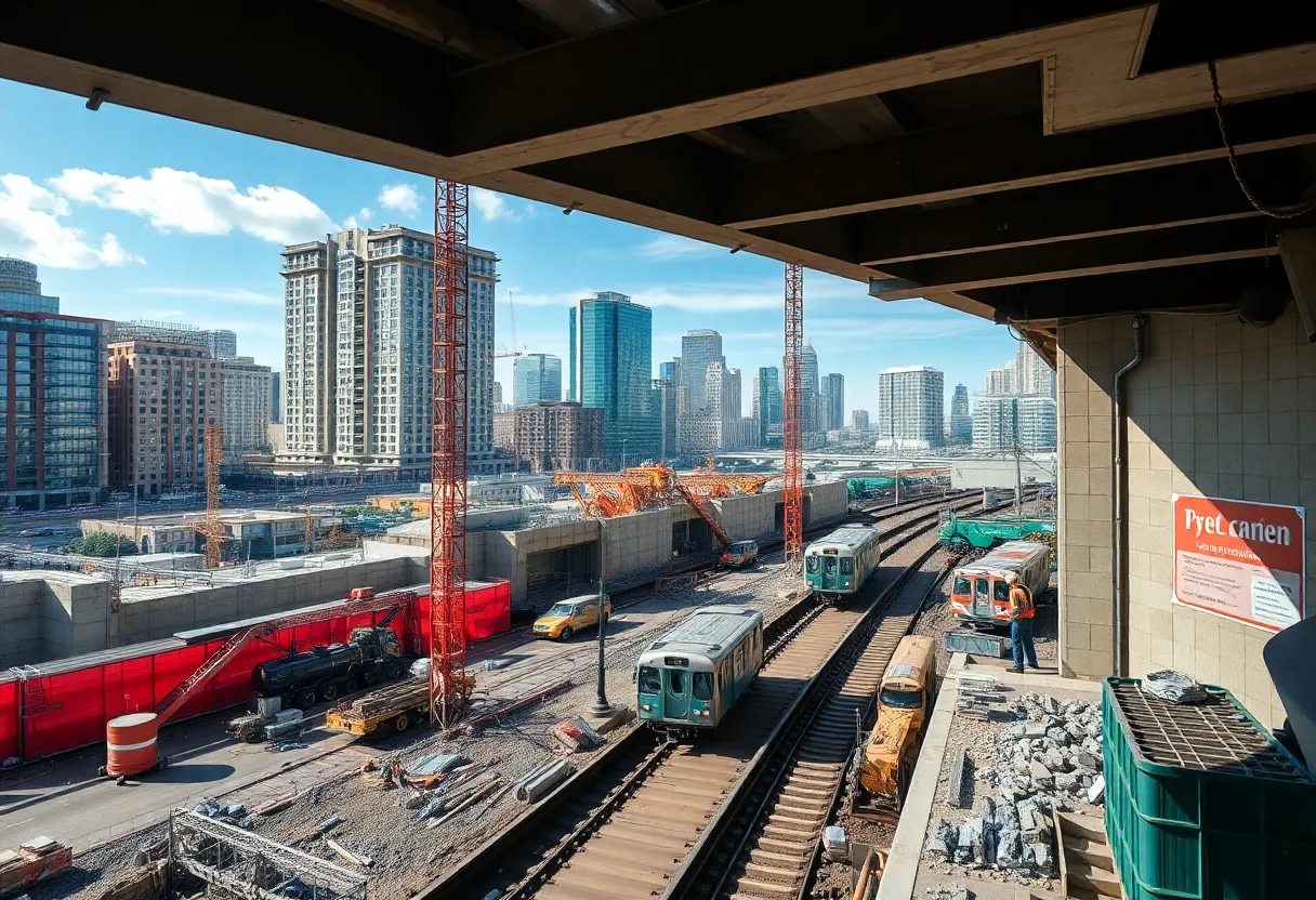 Construction site for East Harlem subway extension