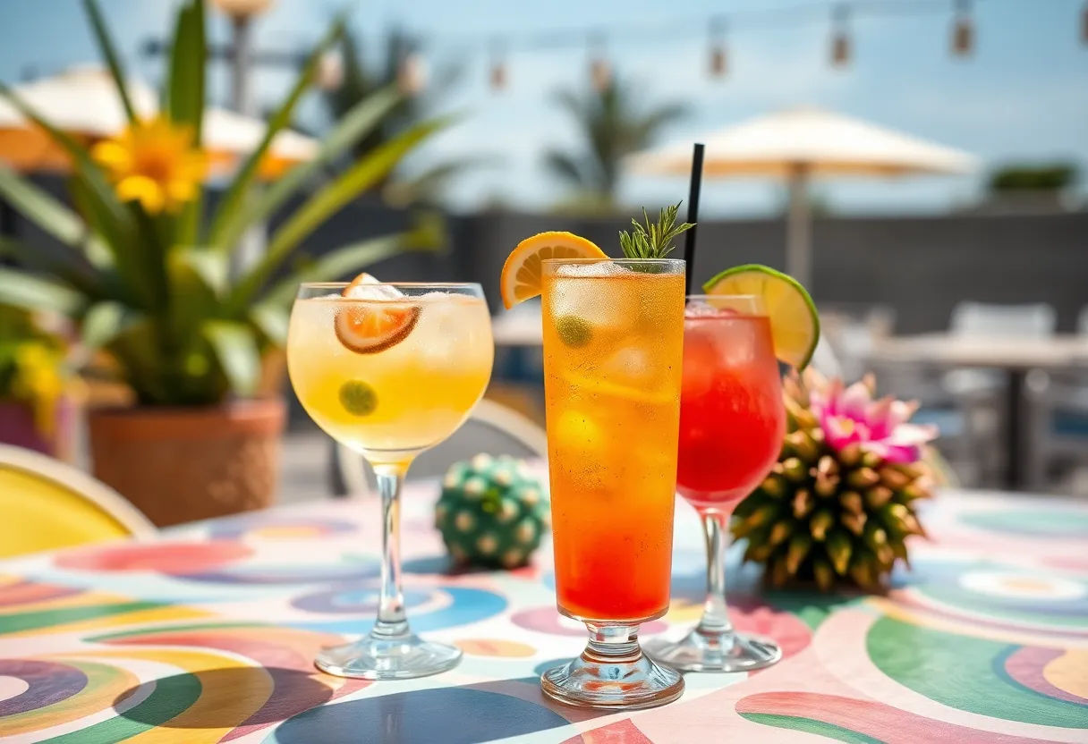 Hugo Spritz and Spaghett cocktails on a table