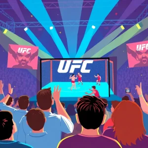 Illustration of UFC events being streamed online.