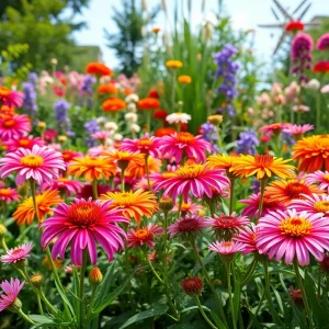 A colorful array of summer-blooming perennials in a New York garden.