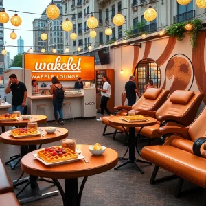 Waffle Lounge pop-up with waffles and toppings in Union Square