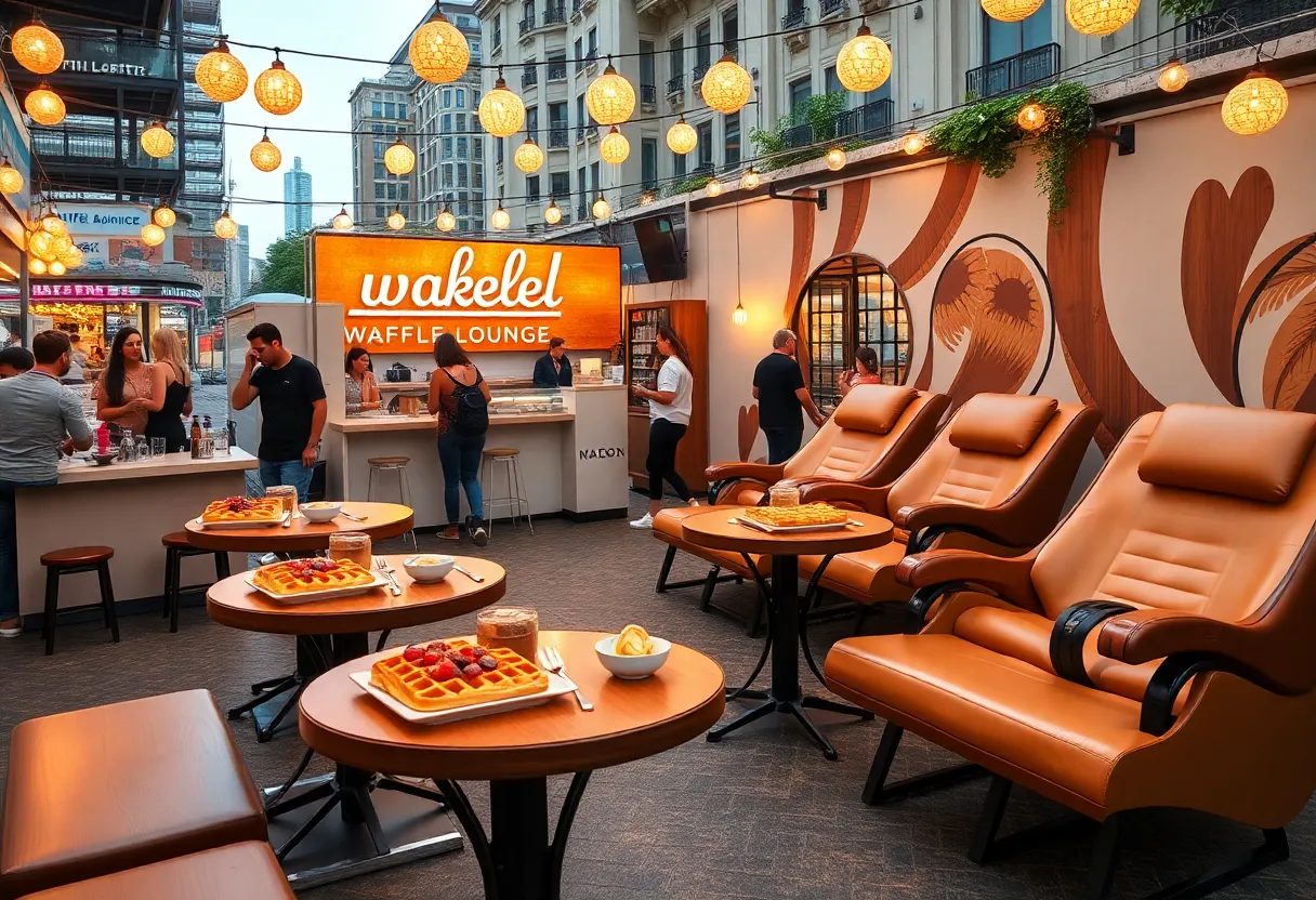 Waffle Lounge pop-up with waffles and toppings in Union Square