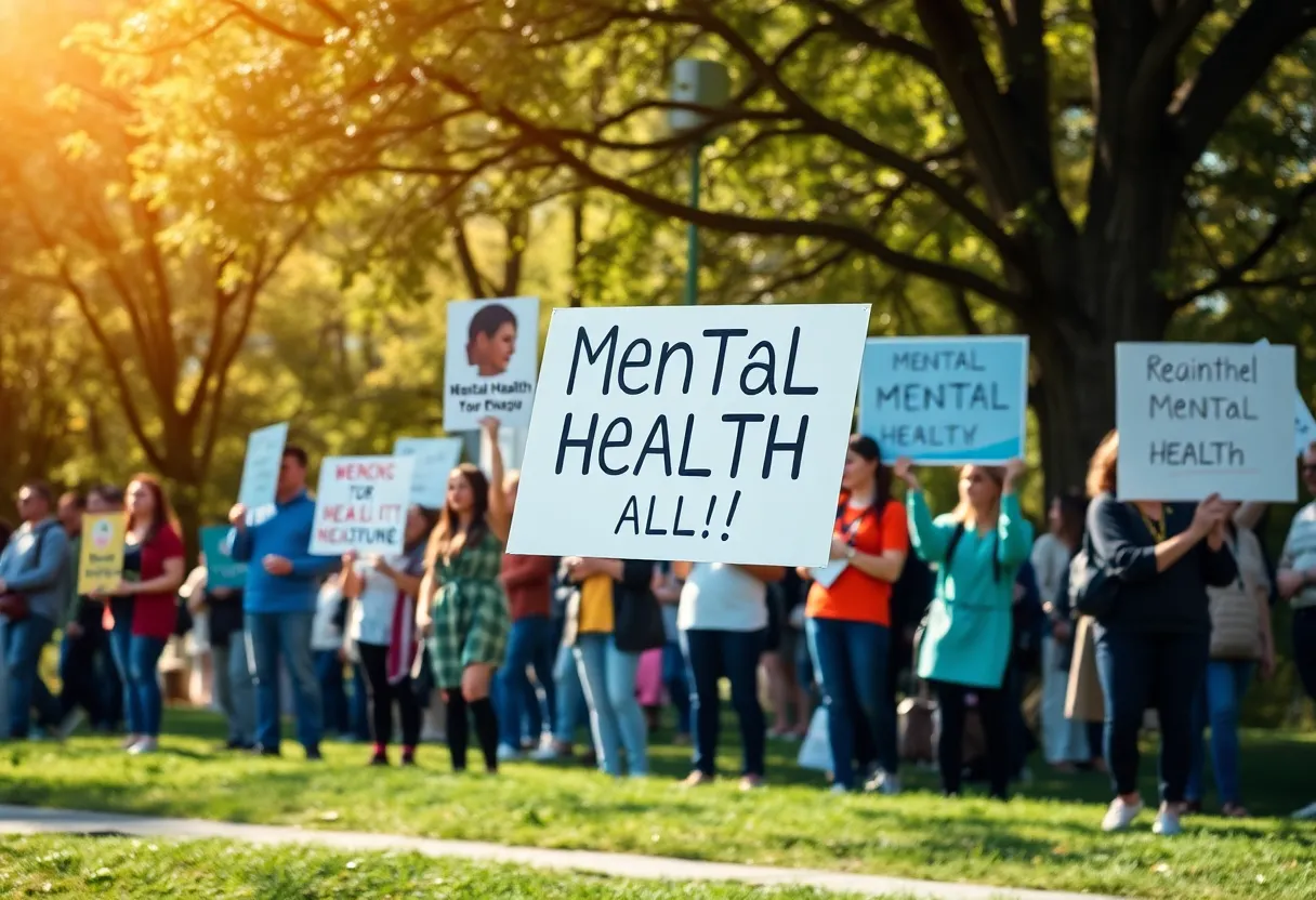 Community rally advocating for mental health alternatives