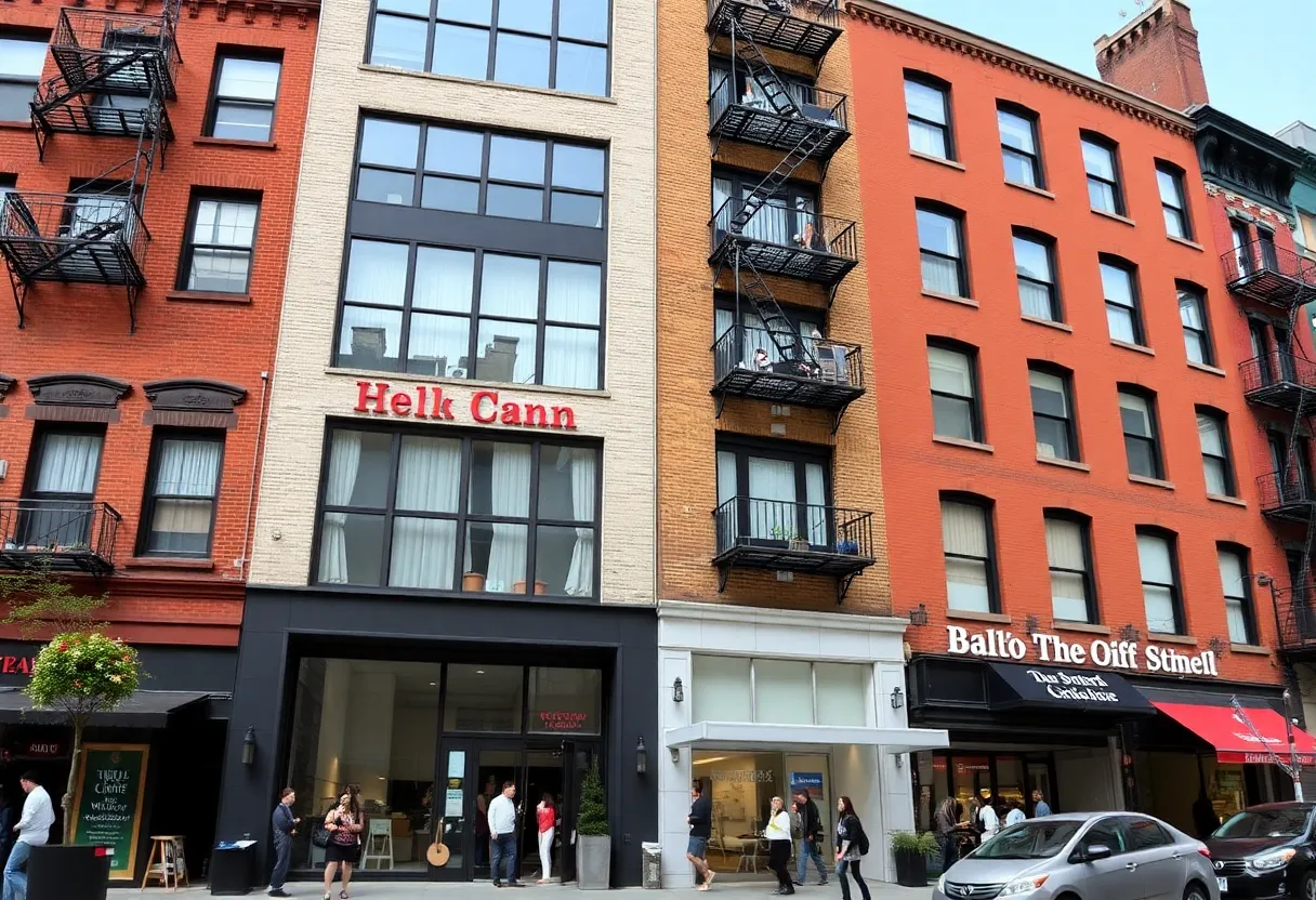 Exterior of two mixed-use buildings in Hell's Kitchen, Manhattan