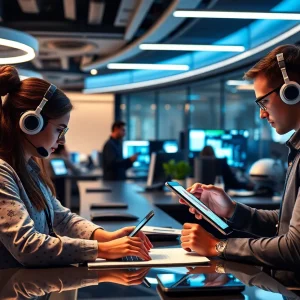 Futuristic office using AI-powered browsers