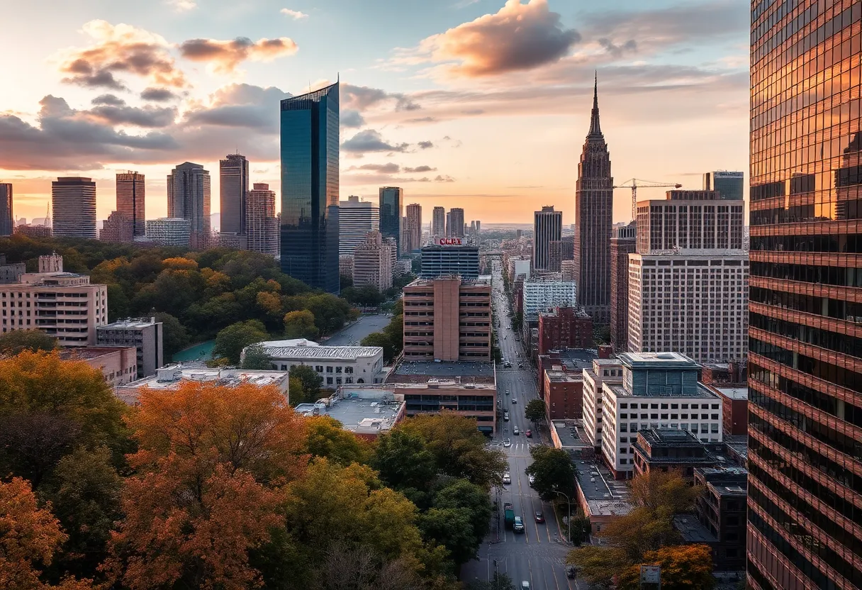 Contrast between Austin's nature and New York's urban environment.