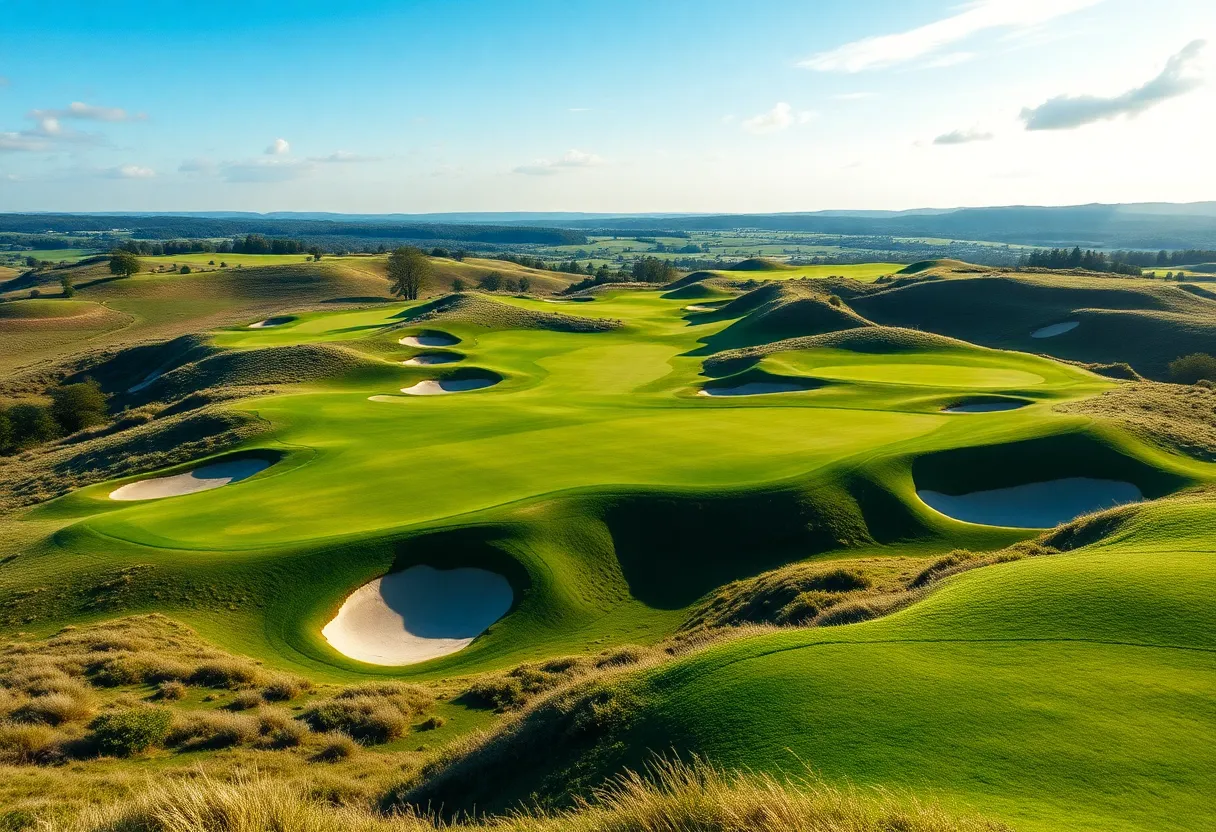 A scenic view of Bethpage Black Golf Course showcasing its challenges.