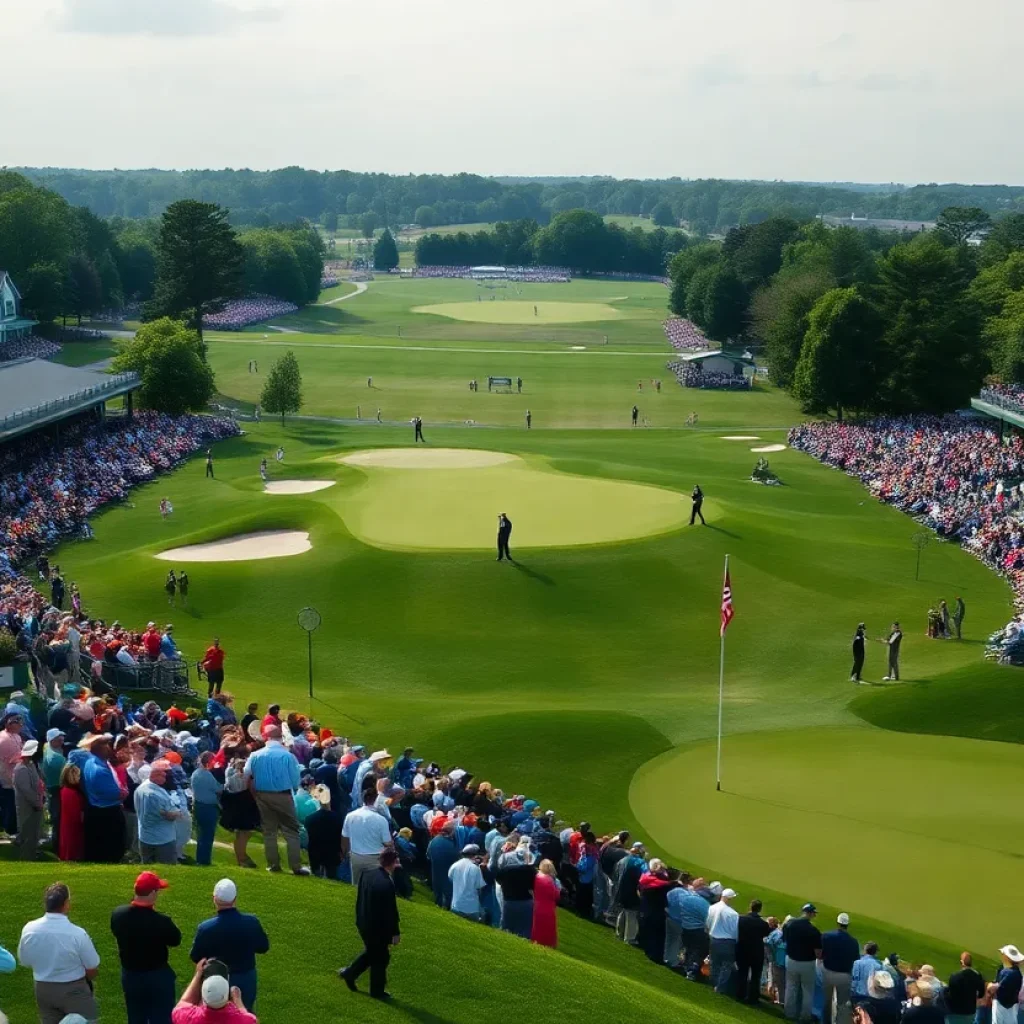 View of Bethpage Black golf course during a tournament