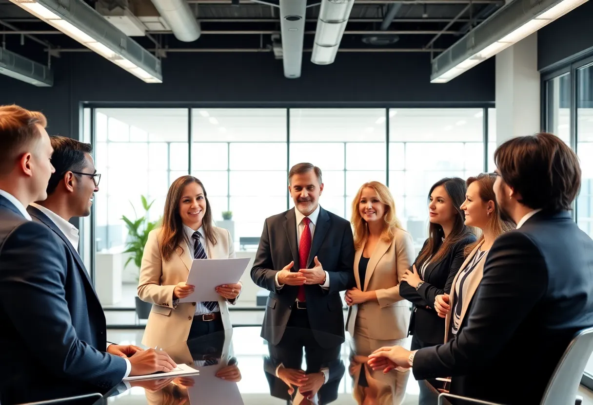 Business leaders discussing an election campaign.