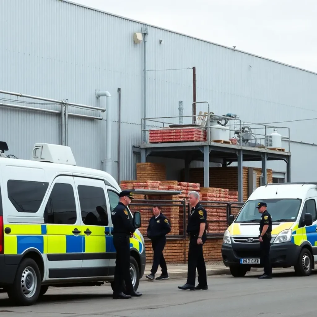 Federal agents conducting a raid on Nutrition Bar Confectioners