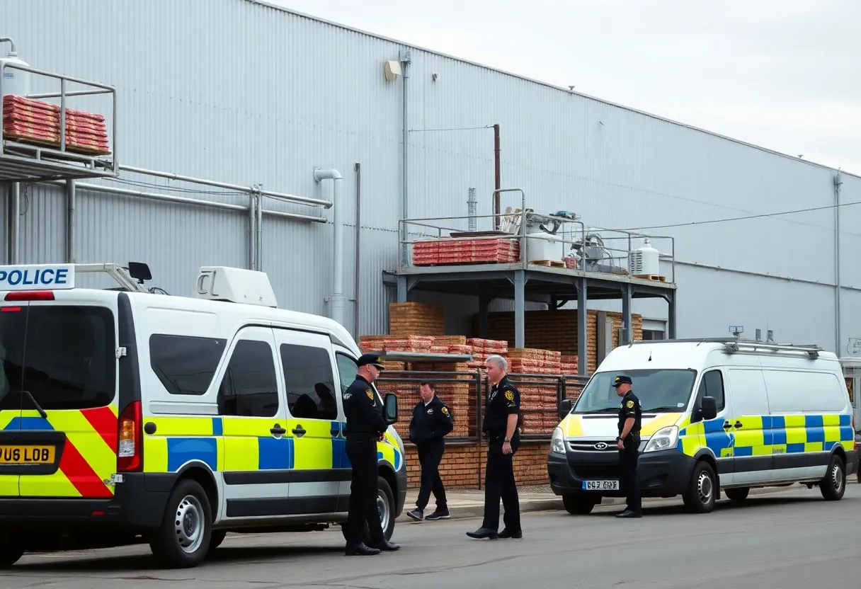 Federal agents conducting a raid on Nutrition Bar Confectioners