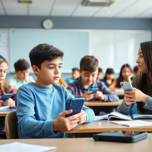 Students engaged in a distraction-free classroom environment
