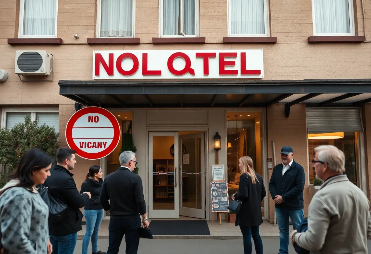 LuxUrban hotel closed with guests outside