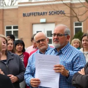 Community meeting regarding Bluff Elementary's budget crisis