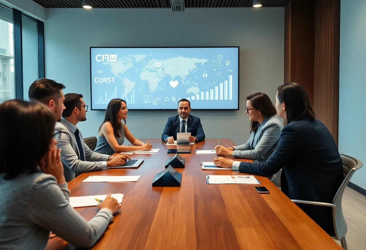 Boardroom meeting on media acquisitions