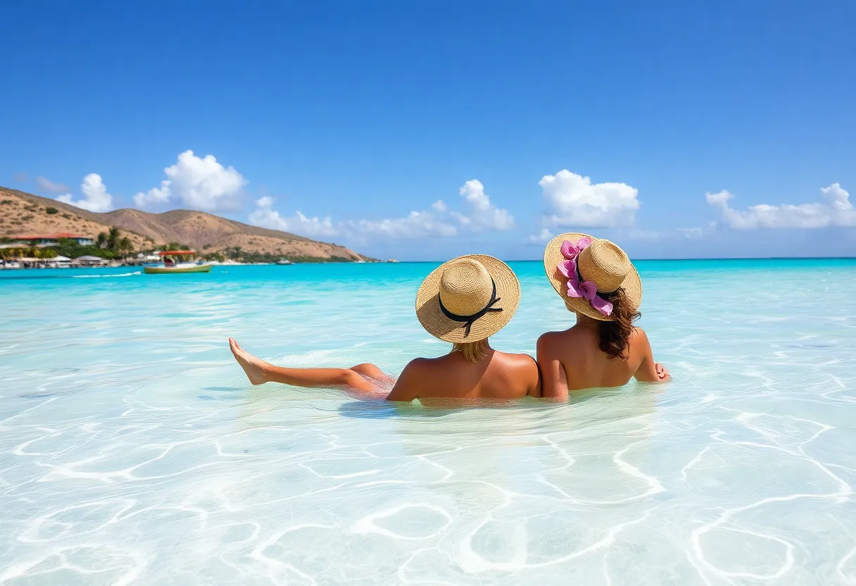 Couple enjoying a beach in Mexico after relocating from NYC