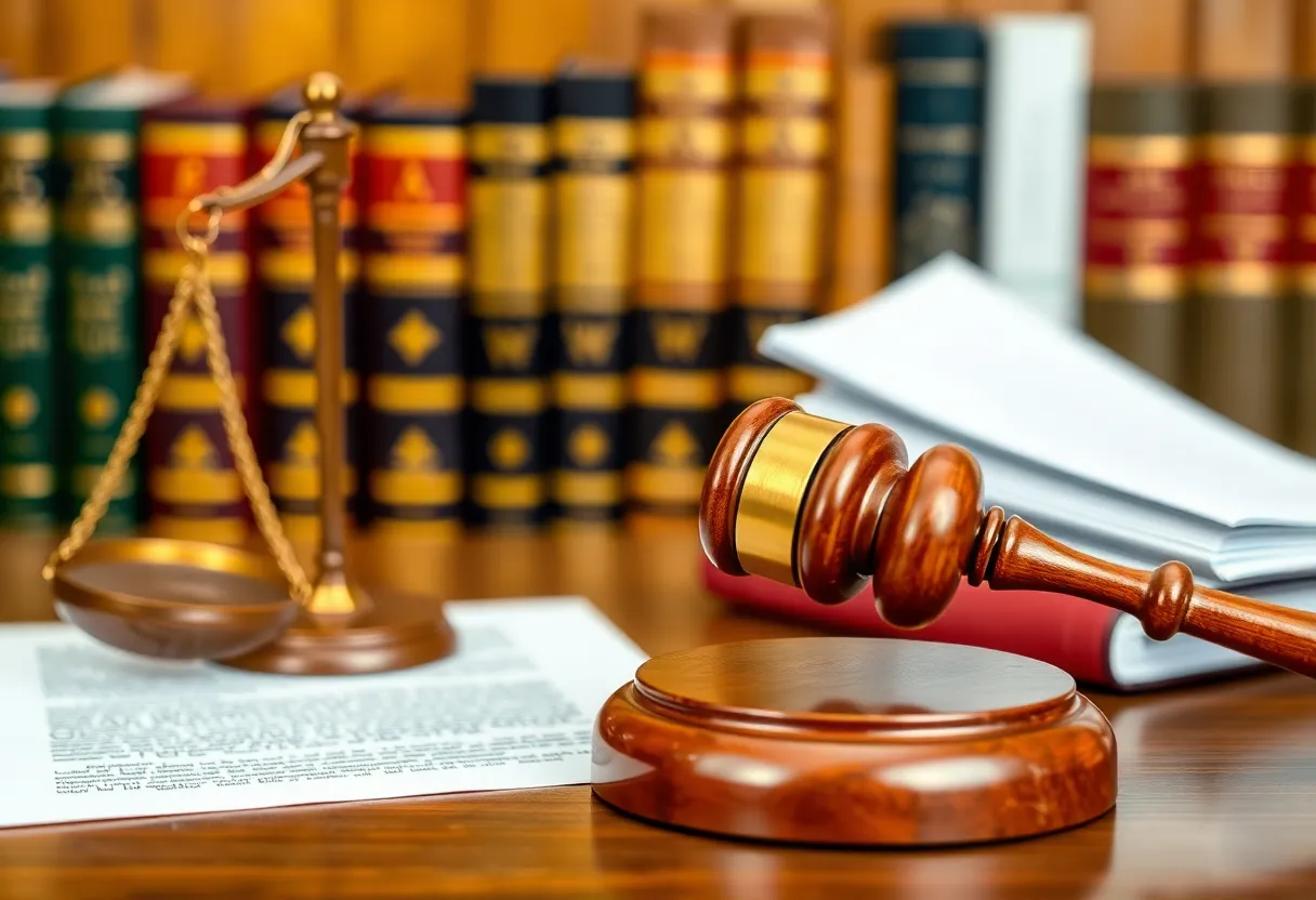 Courtroom depicting legal proceedings related to a fraud case