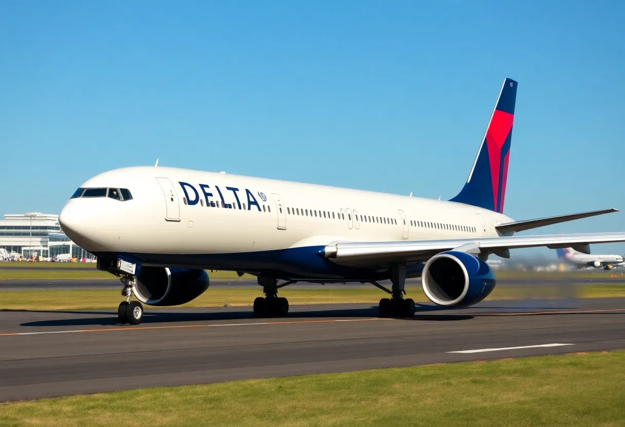 Delta Air Lines Boeing 767-300 ready for takeoff at JFK Airport