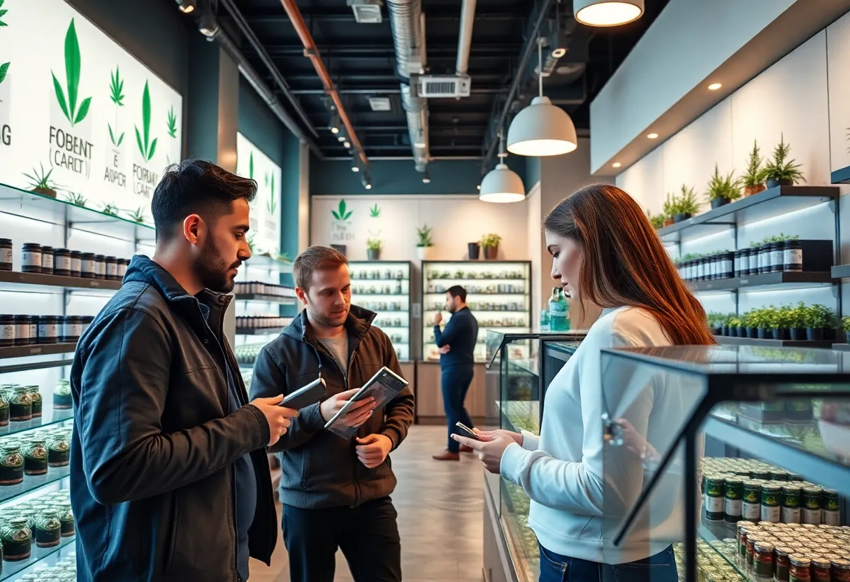 Interior of Empire Cannabis Club dispensary with products displayed