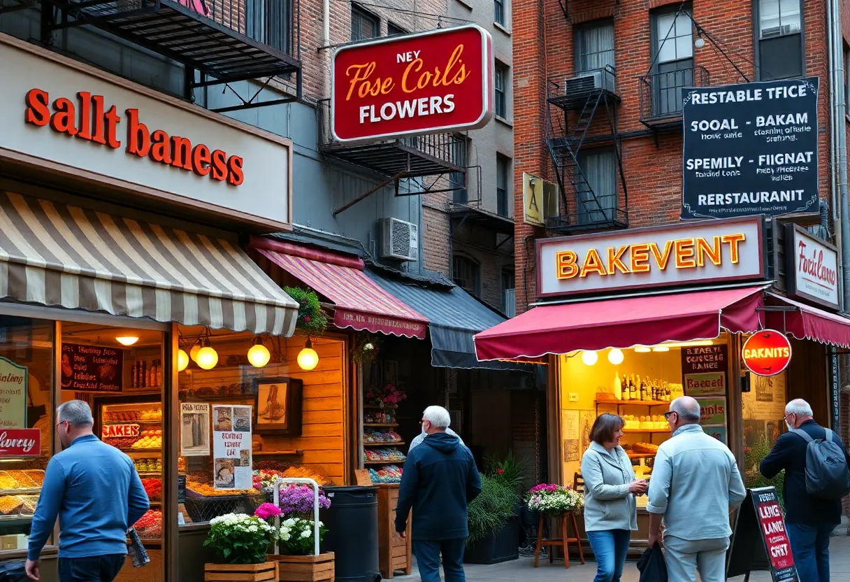 Street view of family-owned businesses in New York City