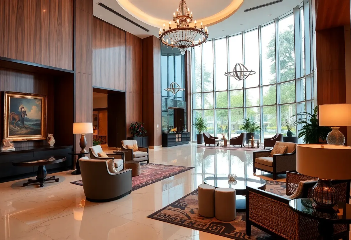 Luxurious lobby interior of The Fifth Avenue Hotel