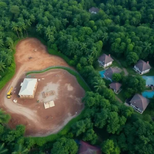 Construction site of the Holtan Hills housing development in Girdwood