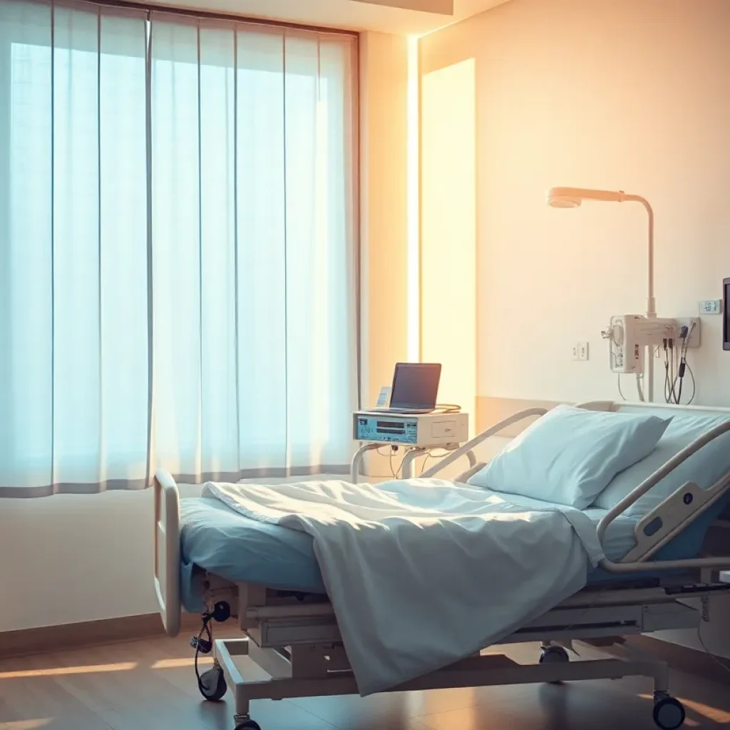 Hospital room depicting recovery atmosphere