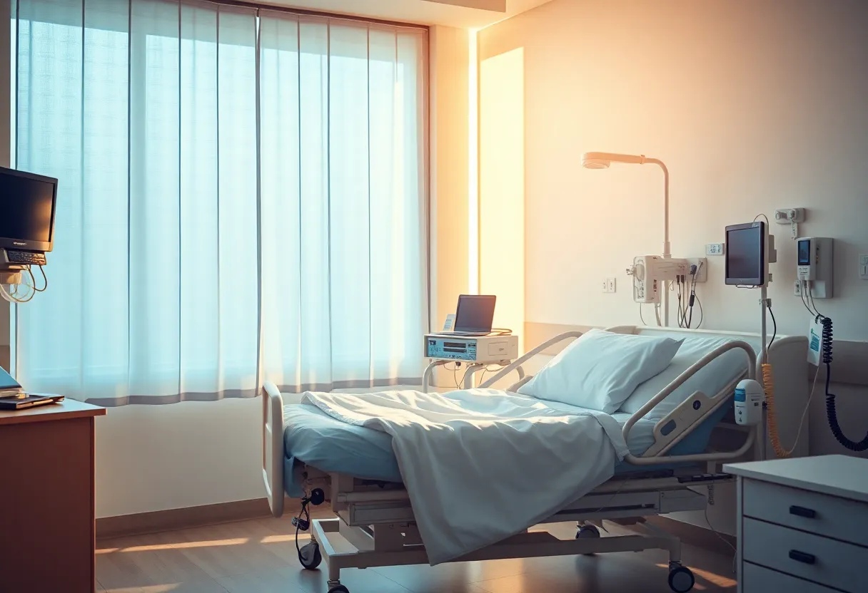 Hospital room depicting recovery atmosphere
