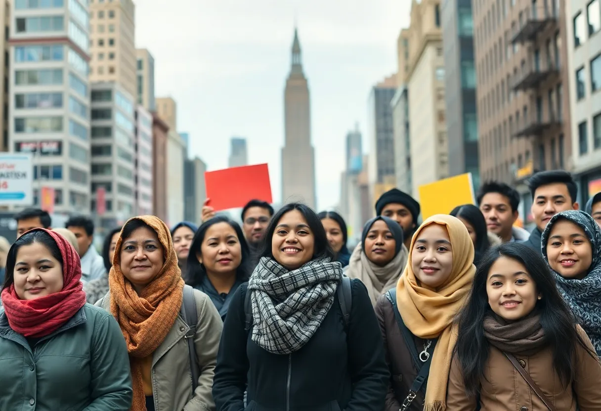 Diverse immigrant community in New York City advocating for legal rights